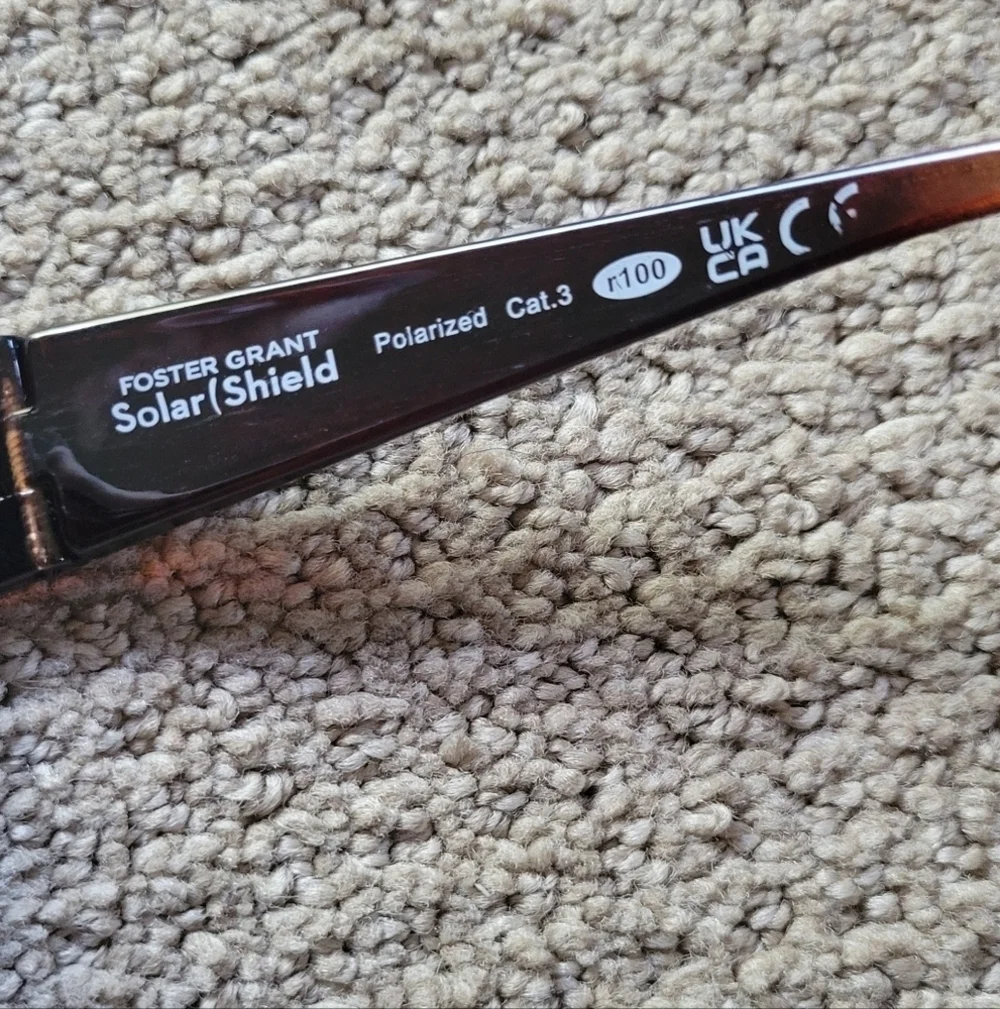 Foster Grant Solar Shield Polarized Brownish Black Chic Women's Sunglasses